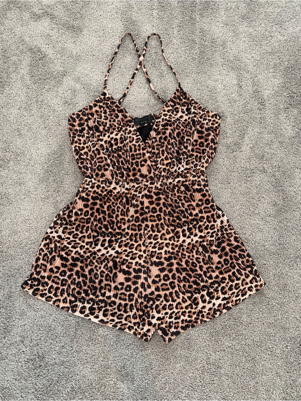 Leopard Print V-Neck Romper - Brown & Black